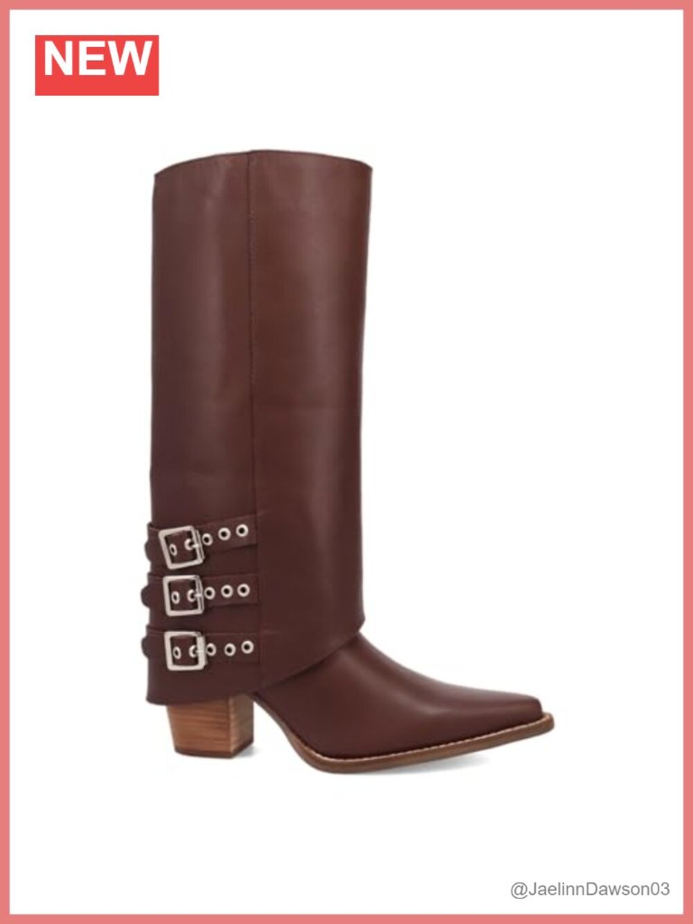 Leather Snip Toe Knee High Western Boots Mid Heel Pull On